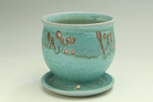 Load image into Gallery viewer, Small Pottery planter in turquoise glaze, flower, herb plant stoneware