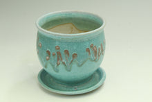 Load image into Gallery viewer, Small Pottery planter in turquoise glaze, flower, herb plant stoneware