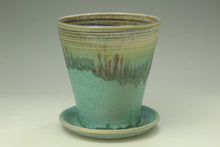 Load image into Gallery viewer, Pottery planter in turquoise glaze, flower, herb planter stoneware