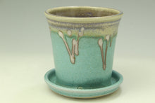 Load image into Gallery viewer, Small Pottery planter in turquoise glaze, flower, herb planter stoneware