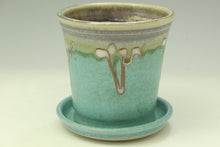 Load image into Gallery viewer, Small Pottery planter in turquoise glaze, flower, herb planter stoneware