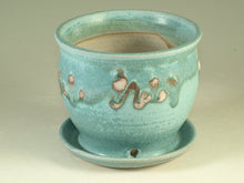 Load image into Gallery viewer, Small Pottery planter in turquoise glaze, flower, herb plant stoneware