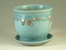 Load image into Gallery viewer, Small Pottery planter in turquoise glaze, flower, herb plant stoneware