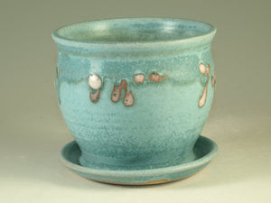 Small Pottery planter in turquoise glaze, flower, herb plant stoneware