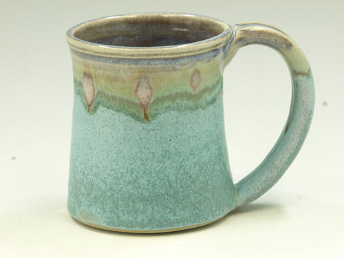 12oz mug w. large handle turquoise glaze