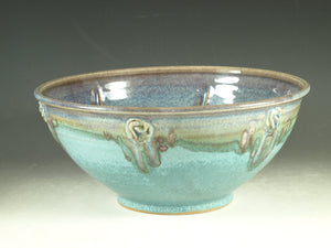 Stoneware pottery bowl , turquoise
