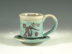 demitasse cup Turquoise color stoneware
