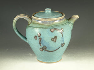 Pottery teapot in turquoise glaze 6 cups loose leaf
