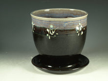 Load image into Gallery viewer, Pottery planter in tenmoku black glaze, flower, herb planter stoneware