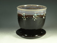 Load image into Gallery viewer, Pottery planter in tenmoku black glaze, flower, herb planter stoneware