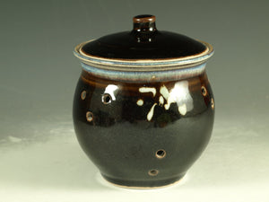 Garlic jar tenmoku black color stoneware