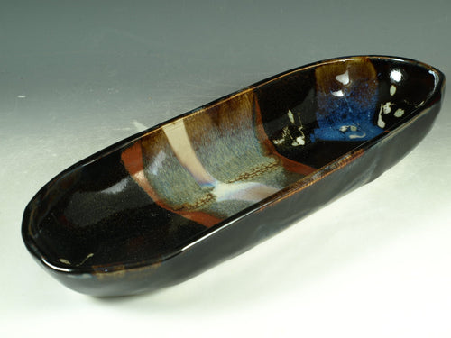 Tray tenmoku black color stoneware