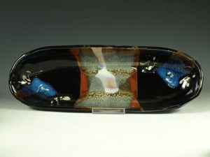 Tray tenmoku black color stoneware